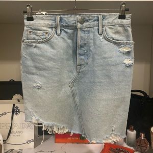 NWT GRLFRND “Rhode” Distressed Denim Skirt SZ 26